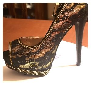 Black and Gold stilettos